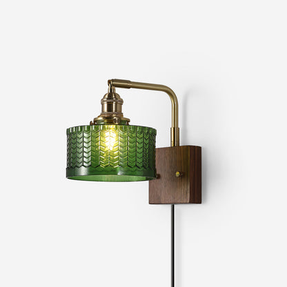 Camille Cavella Plug-In Wall Lamp with Green and Clear Fish-Scale Glass