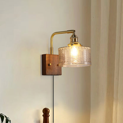 Camille Cavella Plug-In Wall Lamp with Green and Clear Fish-Scale Glass
