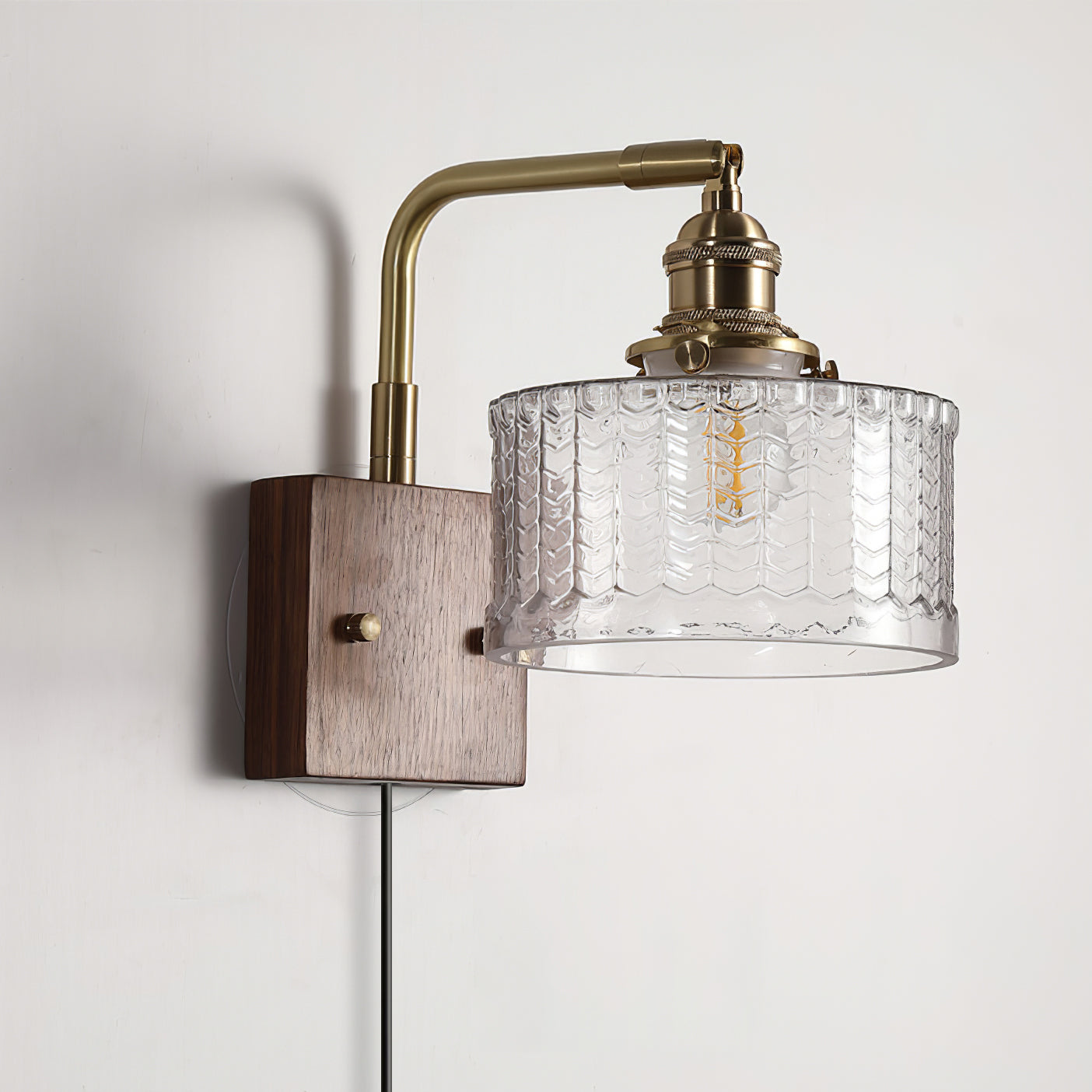 Camille Cavella Plug-In Wall Lamp with Green and Clear Fish-Scale Glass