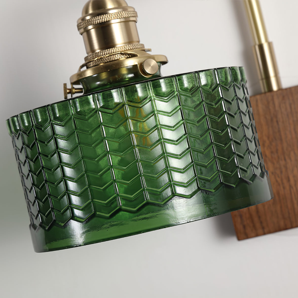 Camille Cavella Plug-In Wall Lamp with Green and Clear Fish-Scale Glass