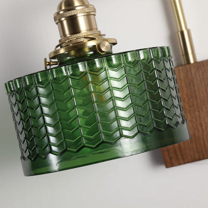 Camille Cavella Plug-In Wall Lamp with Green and Clear Fish-Scale Glass