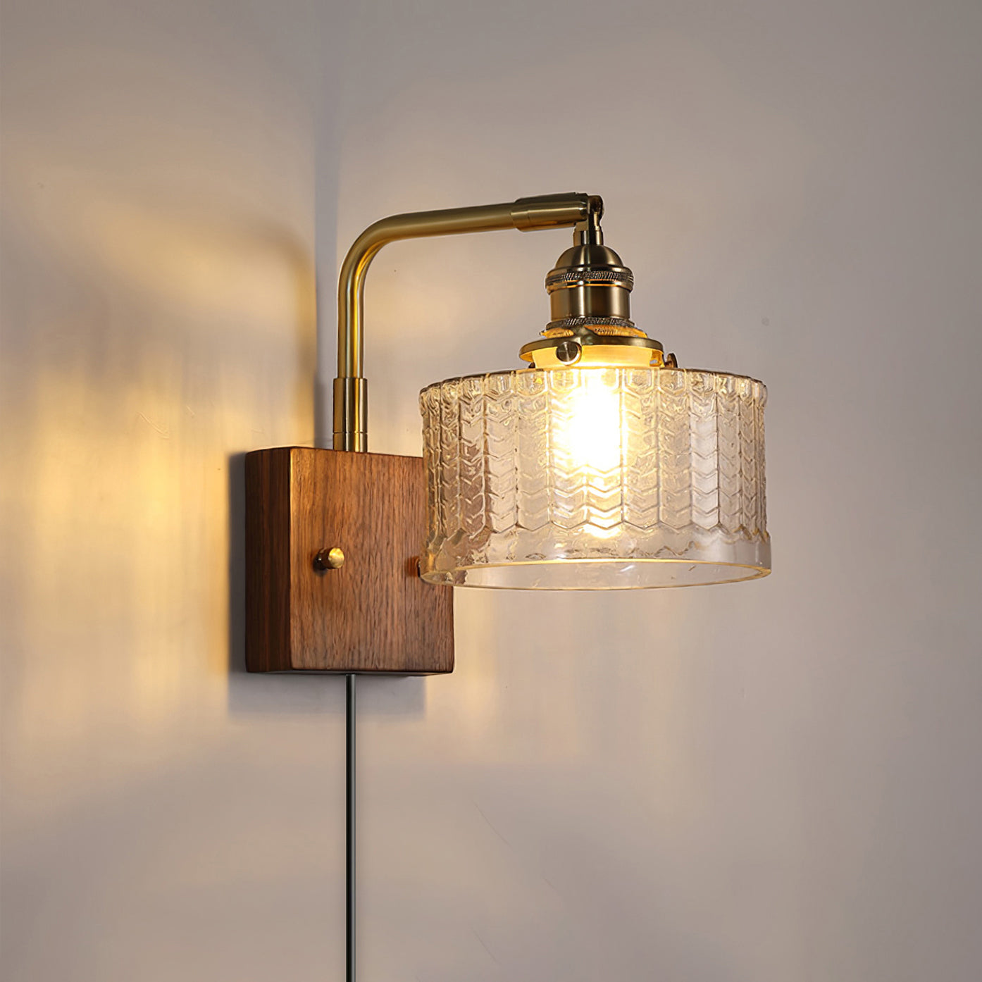 Camille Cavella Plug-In Wall Lamp with Green and Clear Fish-Scale Glass