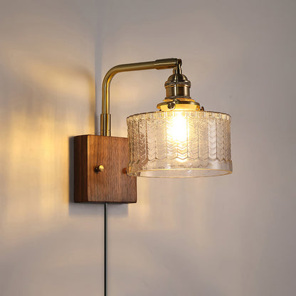Camille Cavella Plug-In Wall Lamp with Green and Clear Fish-Scale Glass