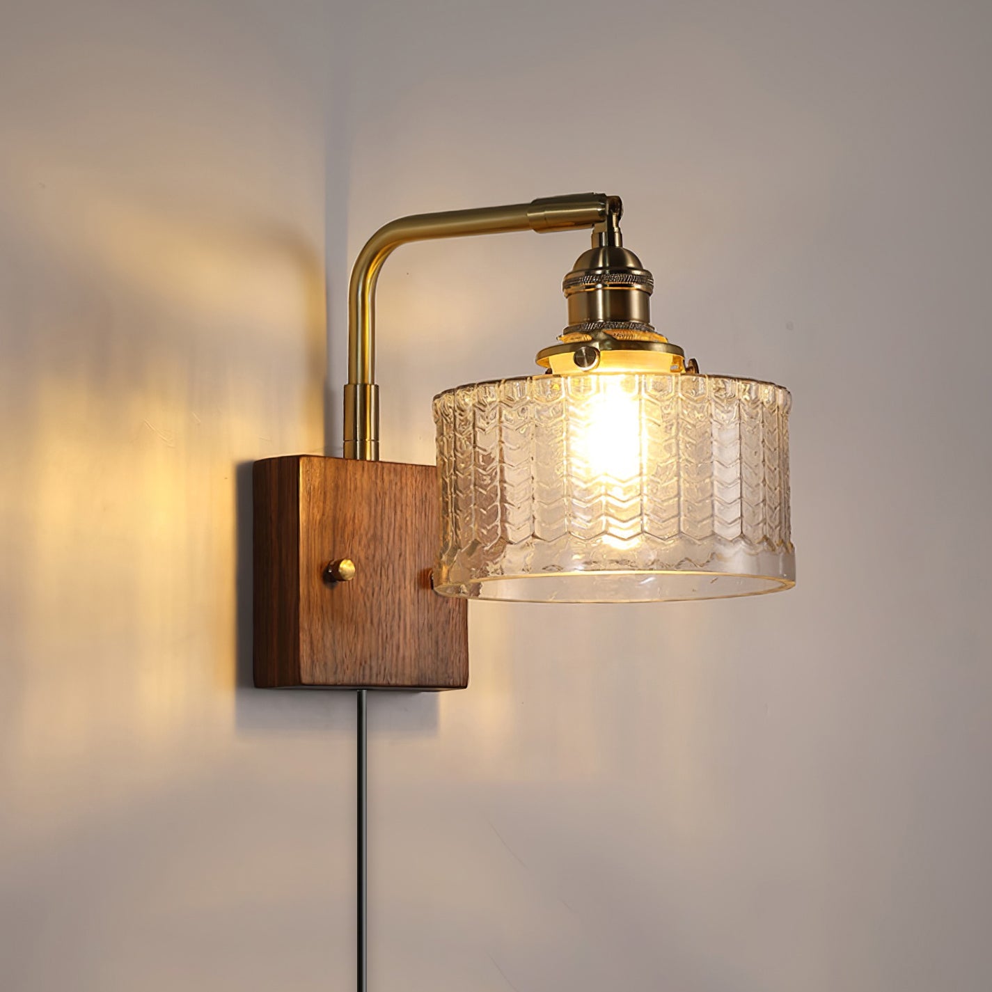 Camille Cavella Plug-In Wall Lamp with Green and Clear Fish-Scale Glass