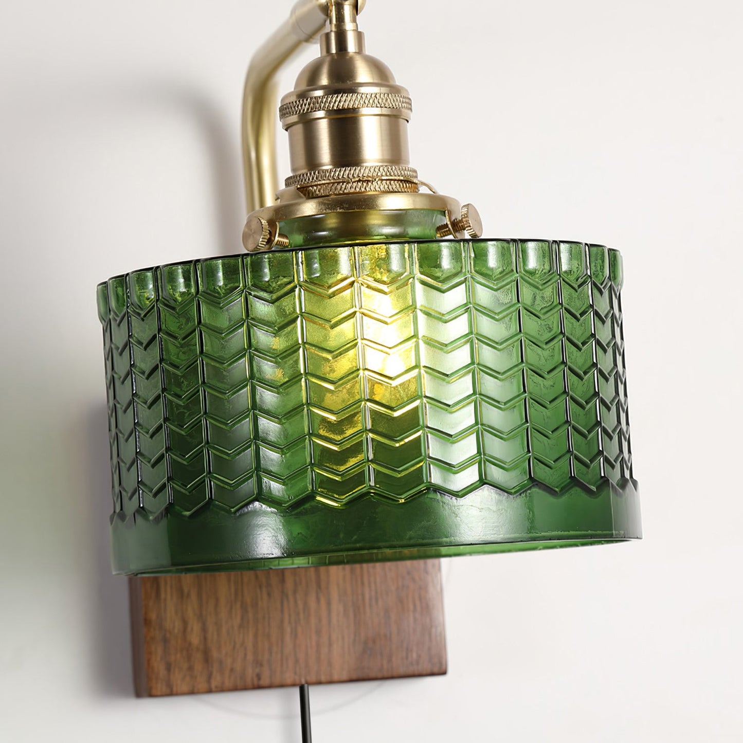 Camille Cavella Plug-In Wall Lamp with Green and Clear Fish-Scale Glass