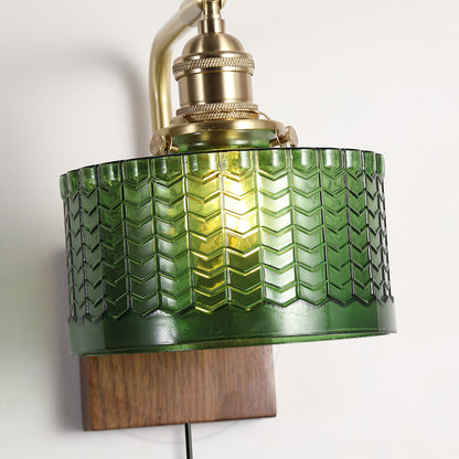 Camille Cavella Plug-In Wall Lamp with Green and Clear Fish-Scale Glass