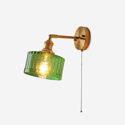 Éliane Cavella Round Wall Lamp with Textured Glass Shade