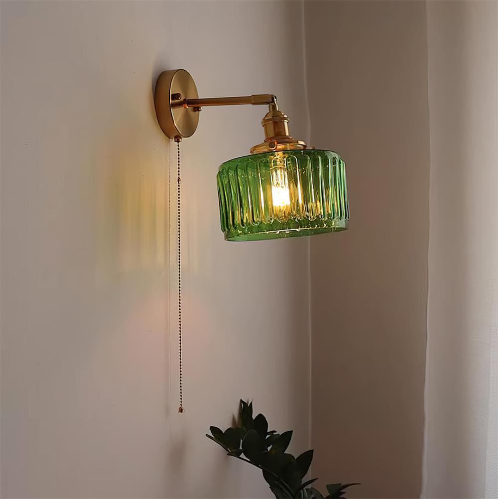 Éliane Cavella Round Wall Lamp with Textured Glass Shade