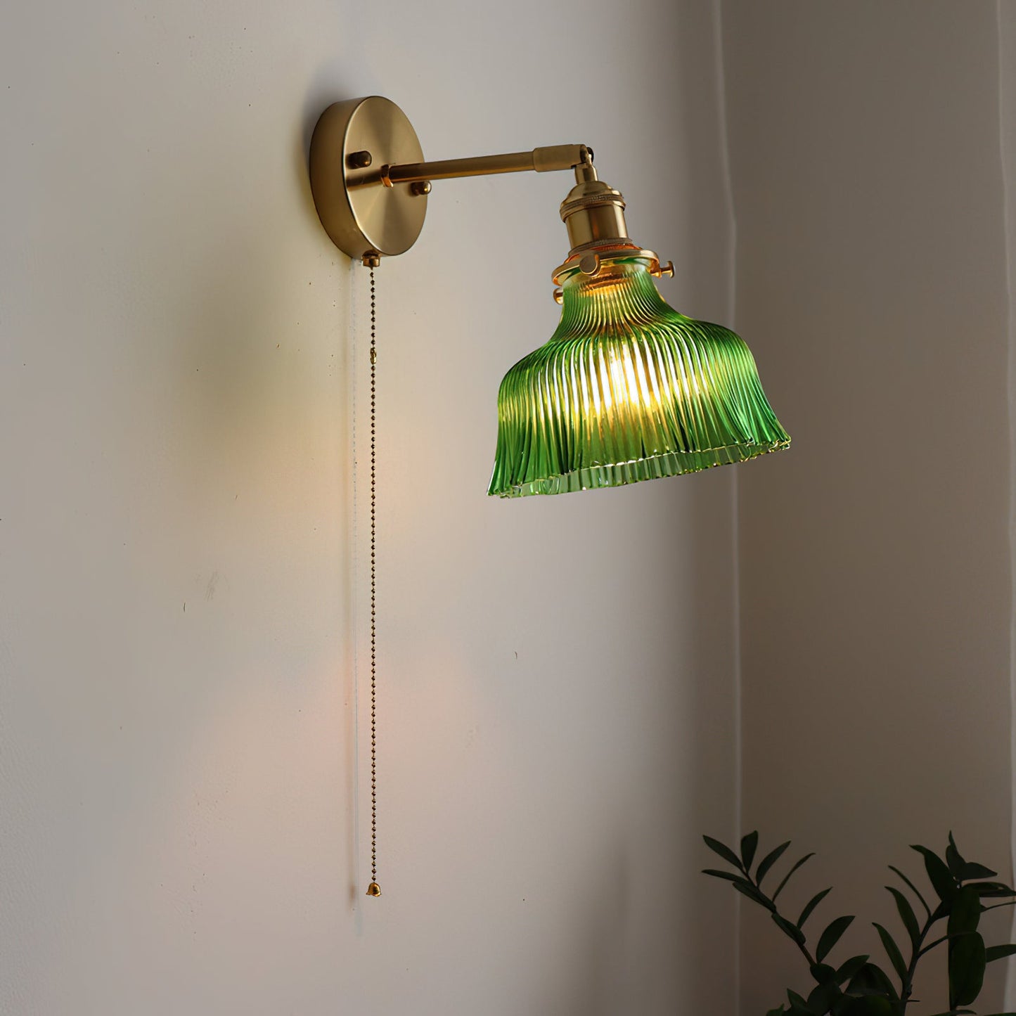 Éliane Cavella Round Wall Lamp with Textured Glass Shade