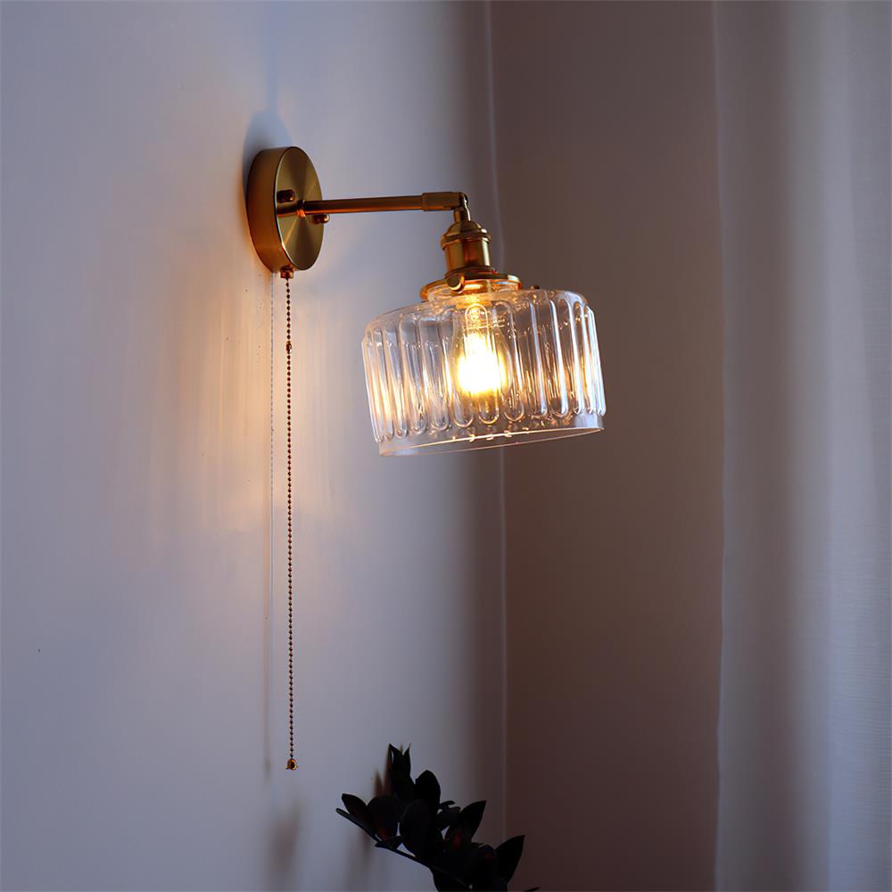 Éliane Cavella Round Wall Lamp with Textured Glass Shade