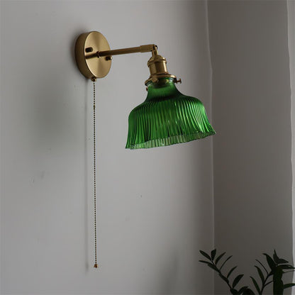 Éliane Cavella Round Wall Lamp with Textured Glass Shade