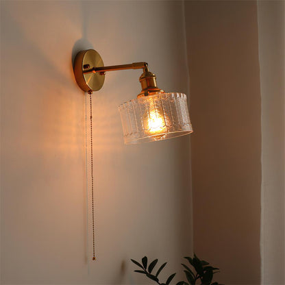 Éliane Cavella Round Wall Lamp with Textured Glass Shade