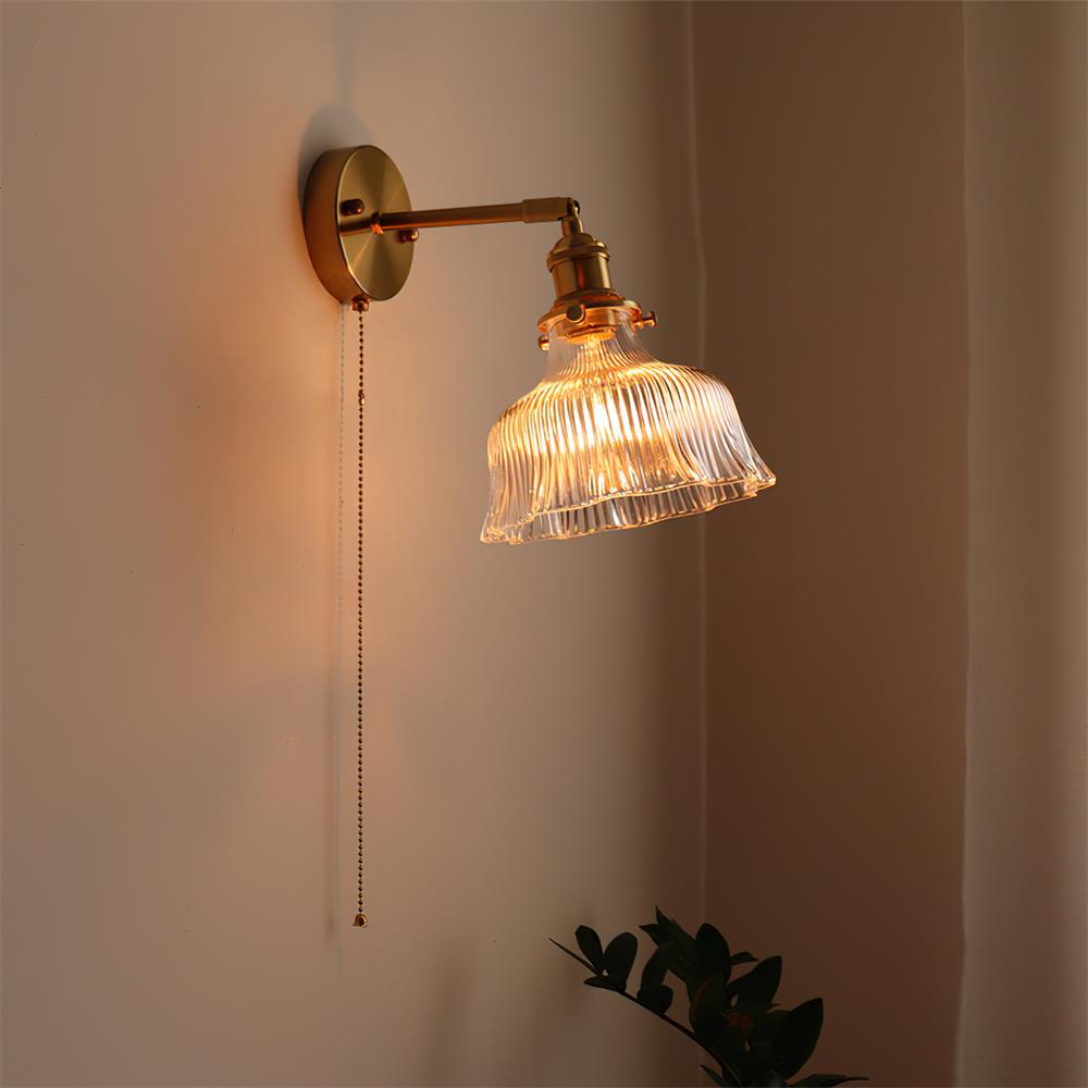 Éliane Cavella Round Wall Lamp with Textured Glass Shade
