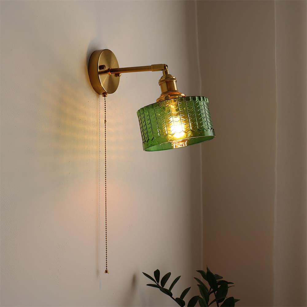 Éliane Cavella Round Wall Lamp with Textured Glass Shade