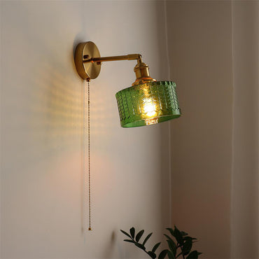 Éliane Cavella Round Wall Lamp with Textured Glass Shade