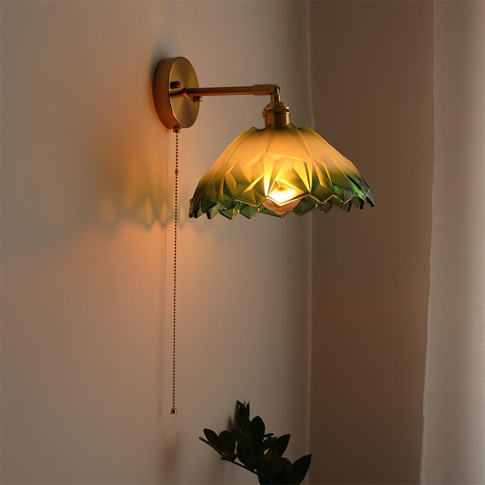 Éliane Cavella Round Wall Lamp with Textured Glass Shade