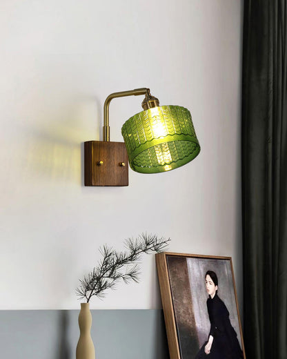 Eléonore Cavella Wall Lamp with Green Fish-Scale Glass Shade