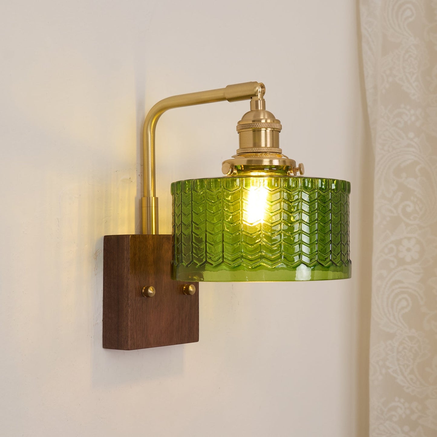 Eléonore Cavella Wall Lamp with Green Fish-Scale Glass Shade