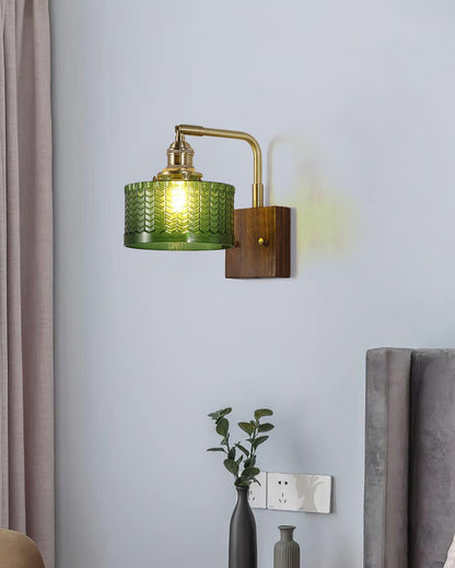 Eléonore Cavella Wall Lamp with Green Fish-Scale Glass Shade