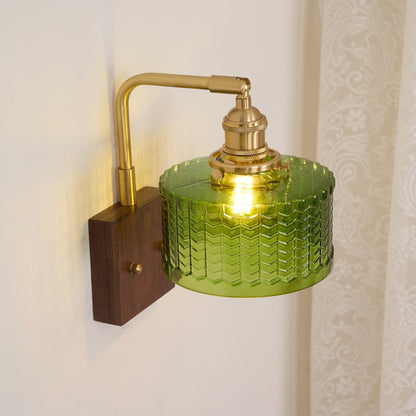 Eléonore Cavella Wall Lamp with Green Fish-Scale Glass Shade