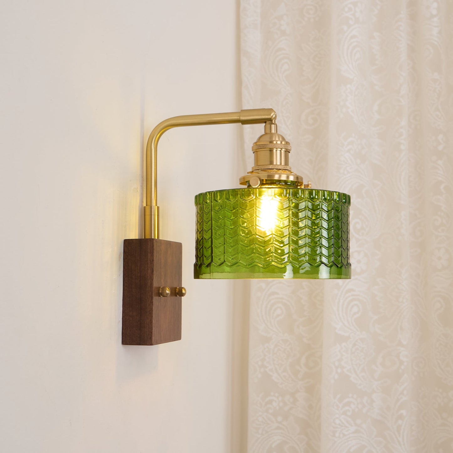 Eléonore Cavella Wall Lamp with Green Fish-Scale Glass Shade