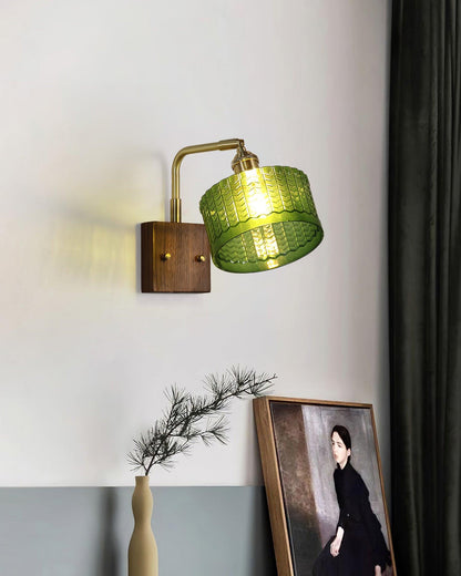 Eléonore Cavella Wall Lamp with Green Fish-Scale Glass Shade