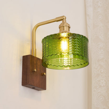 Eléonore Cavella Wall Lamp with Green Fish-Scale Glass Shade
