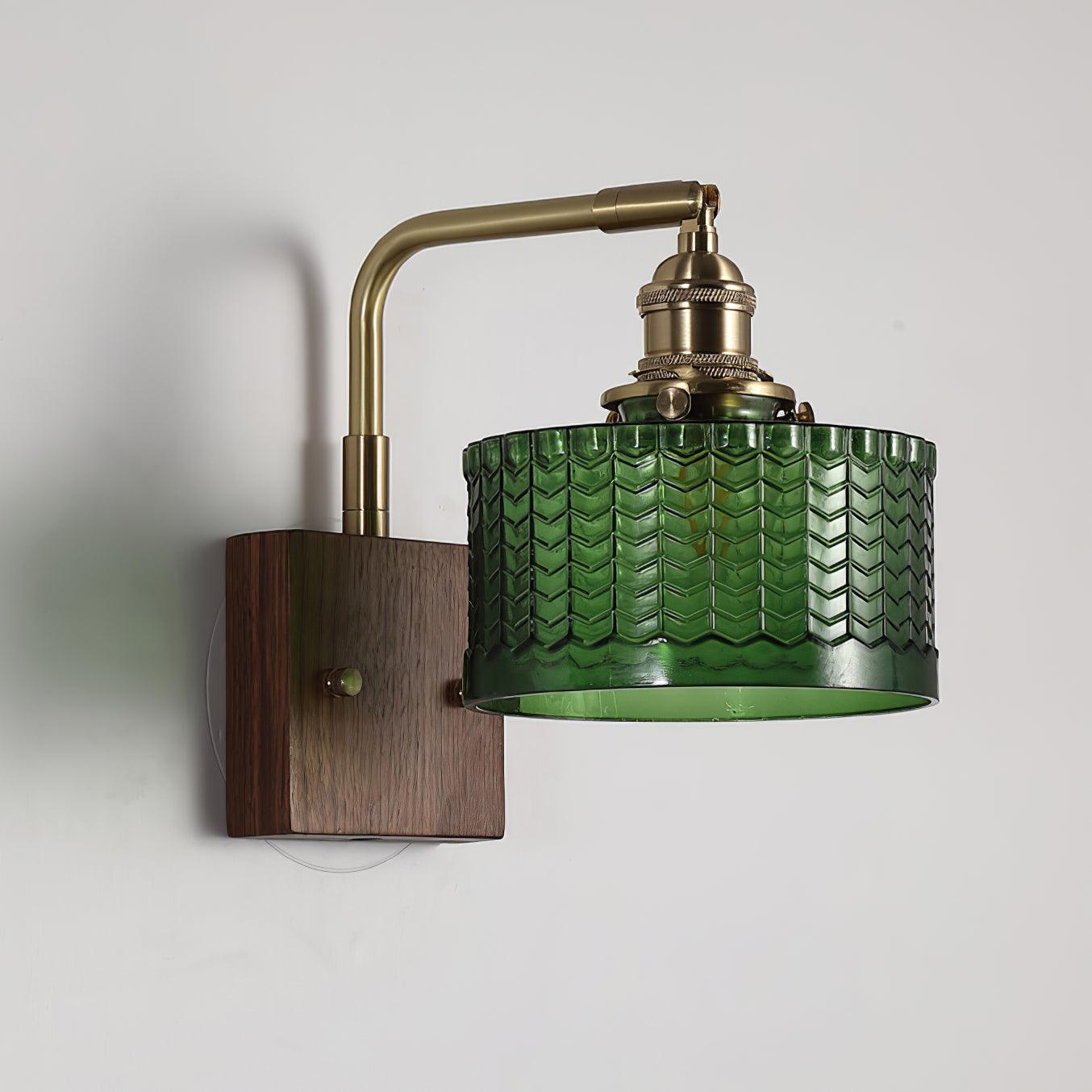 Eléonore Cavella Wall Lamp with Green Fish-Scale Glass Shade