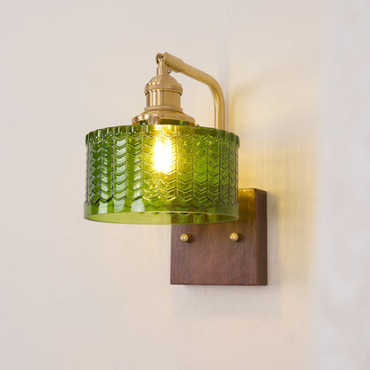 Eléonore Cavella Wall Lamp with Green Fish-Scale Glass Shade