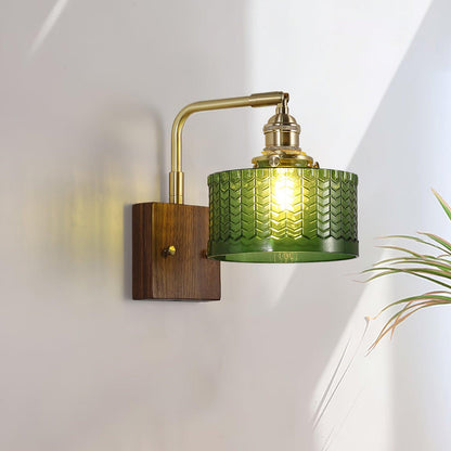 Eléonore Cavella Wall Lamp with Green Fish-Scale Glass Shade