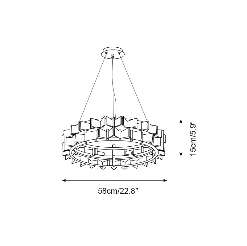 Aurélie Ring Chandelier, Textured Glass Halo with Gilded Frame