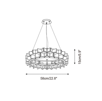 Aurélie Ring Chandelier, Textured Glass Halo with Gilded Frame