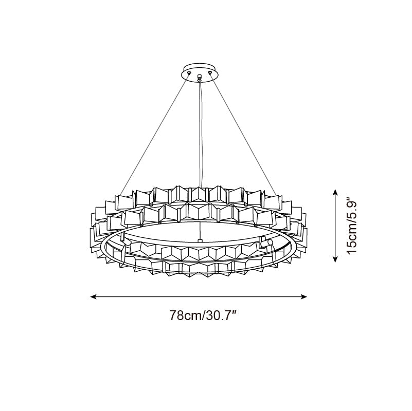 Aurélie Ring Chandelier, Textured Glass Halo with Gilded Frame