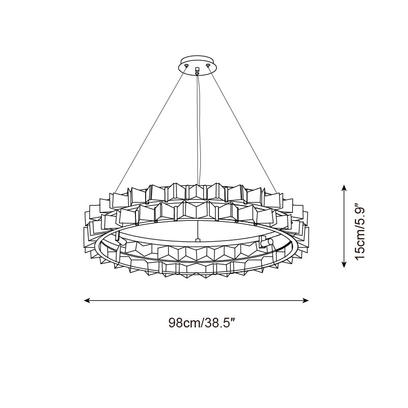 Aurélie Ring Chandelier, Textured Glass Halo with Gilded Frame