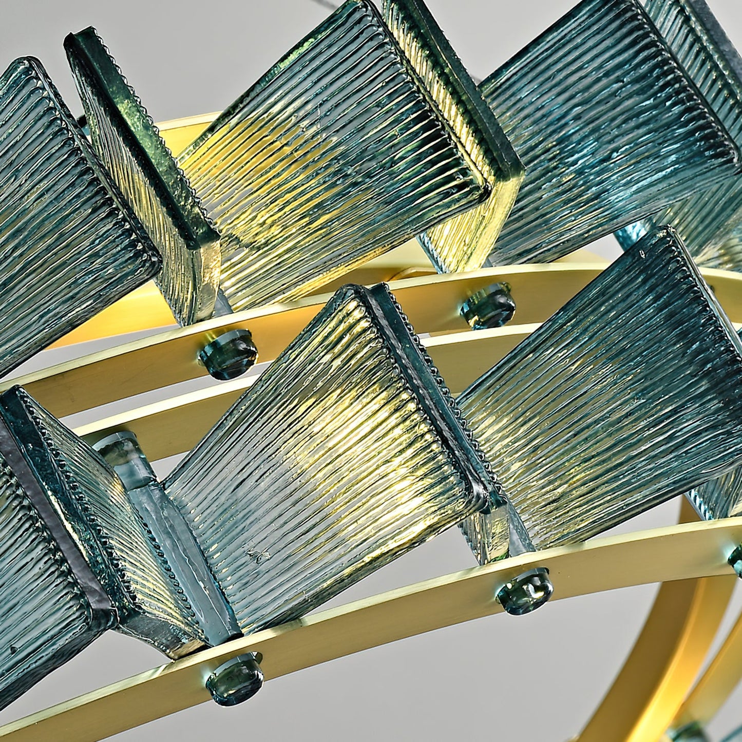 Aurélie Ring Chandelier, Textured Glass Halo with Gilded Frame