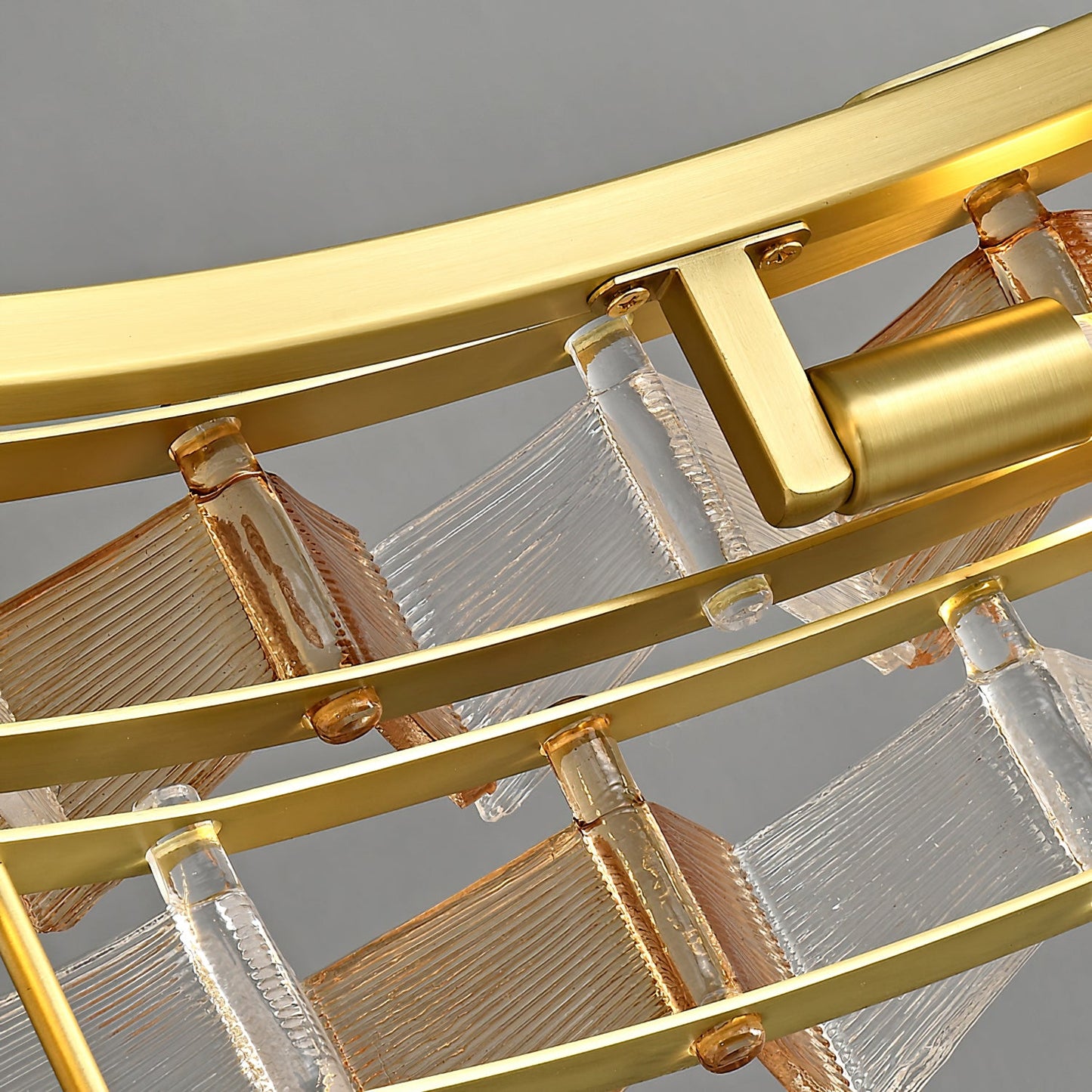 Aurélie Ring Chandelier, Textured Glass Halo with Gilded Frame