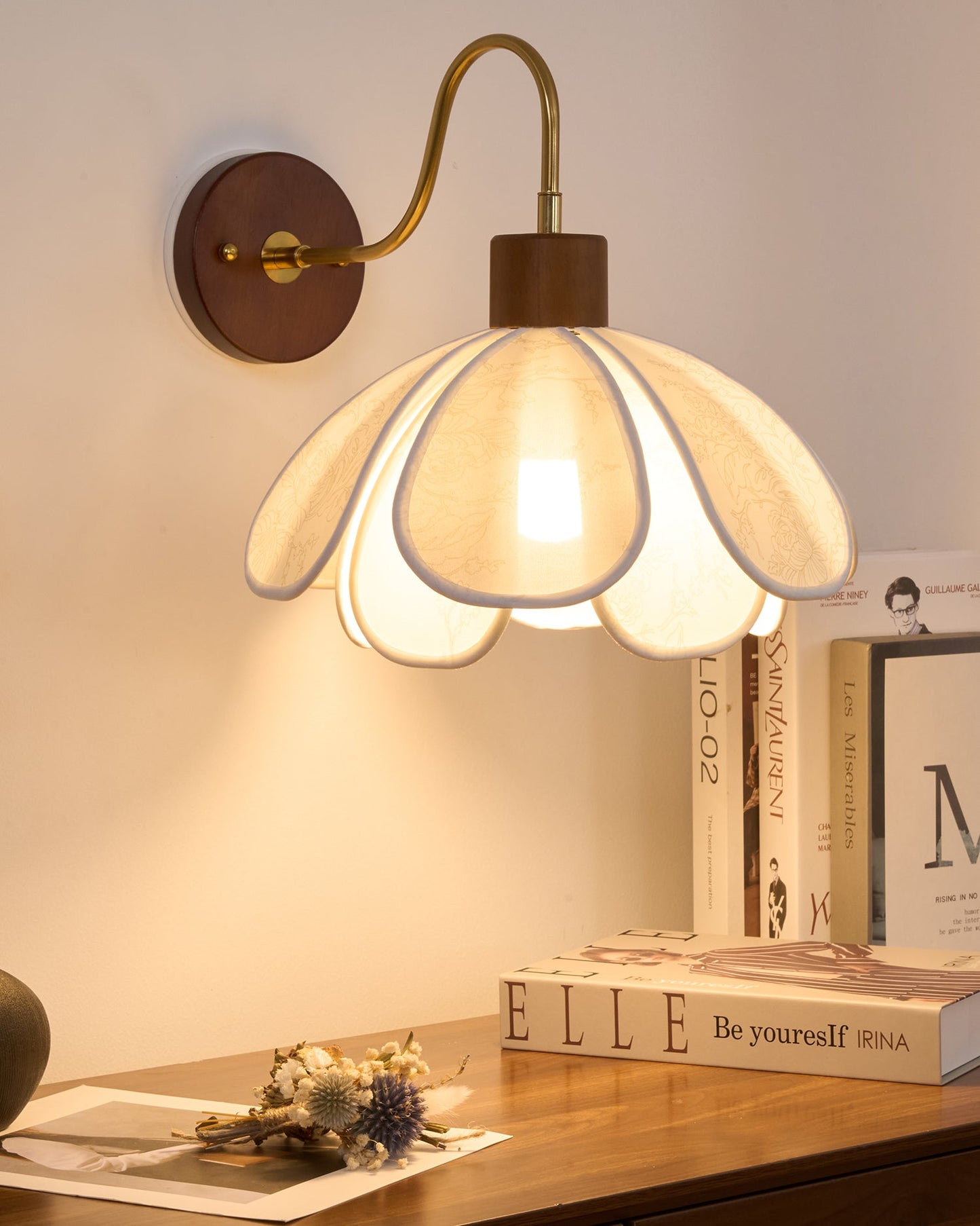 Docos Ciena Petal Wall Light Elegant Metal and Fabric Lighting