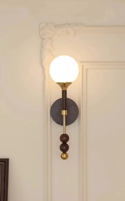Camille Colonia Wood & Glass Globe Wall Lamp