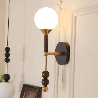 Camille Colonia Wood & Glass Globe Wall Lamp