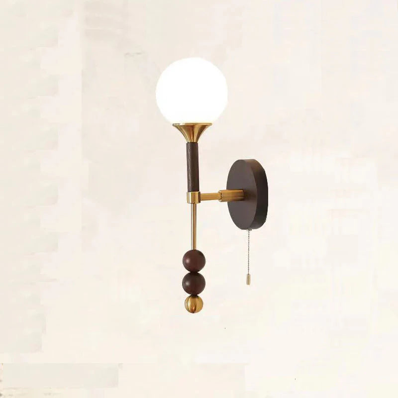 Camille Colonia Wood & Glass Globe Wall Lamp