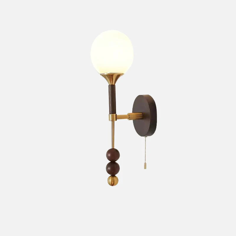 Camille Colonia Wood & Glass Globe Wall Lamp