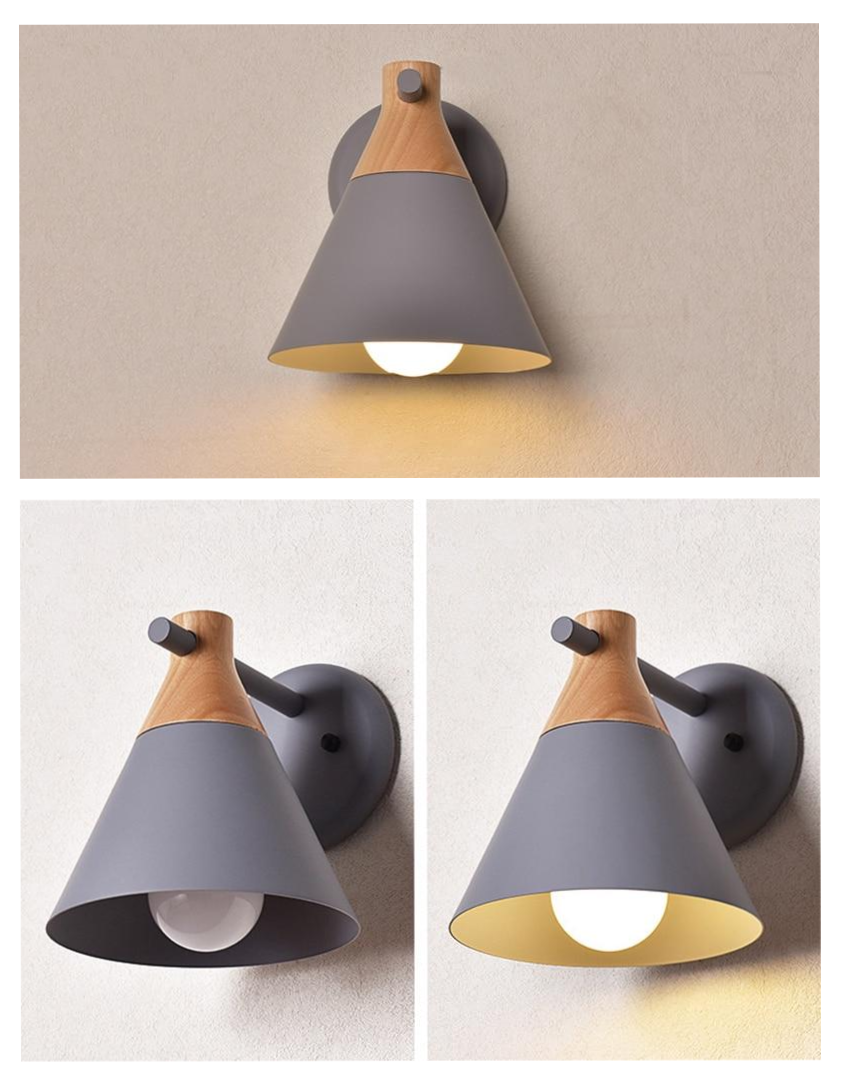 Sophie Colored Bell Metal & Wood LED Wall Light