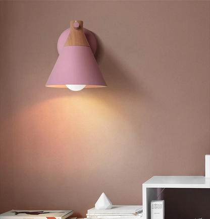 Sophie Colored Bell Metal & Wood LED Wall Light