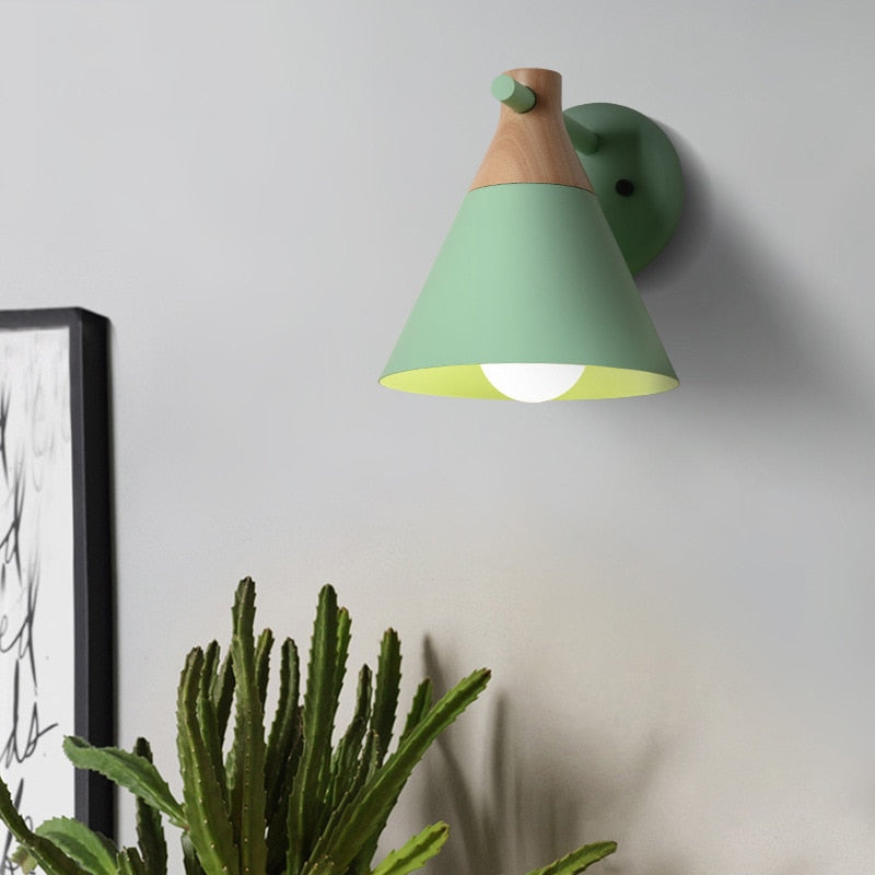 Sophie Colored Bell Metal & Wood LED Wall Light