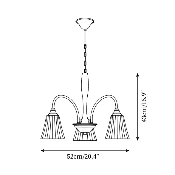 Sophie Chandelier, Elegant Brass and Dark Wood with Fabric Shades