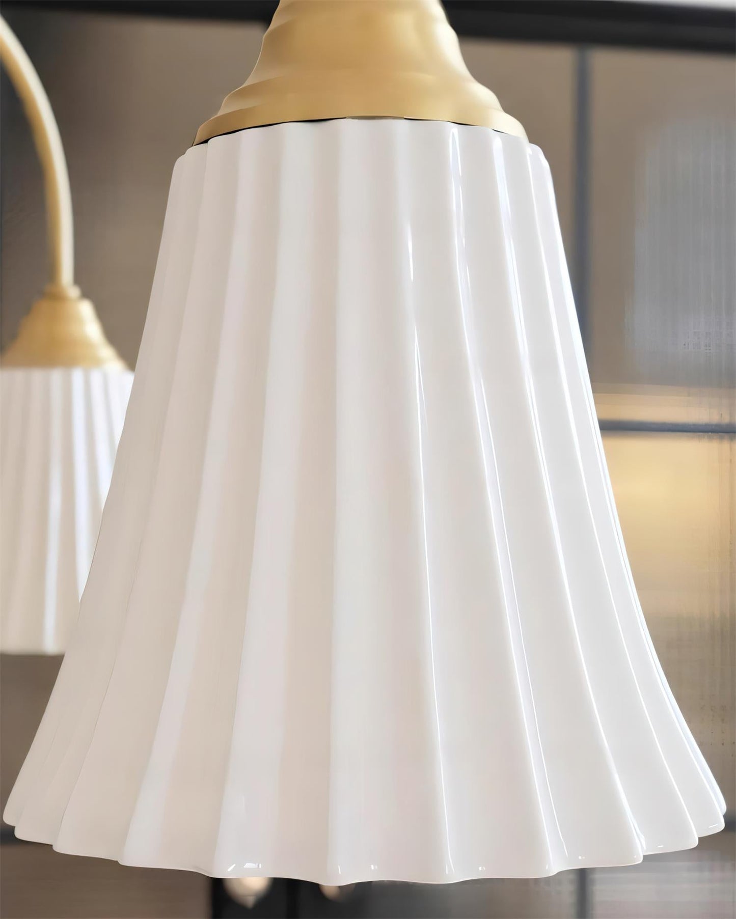 Sophie Chandelier, Elegant Brass and Dark Wood with Fabric Shades