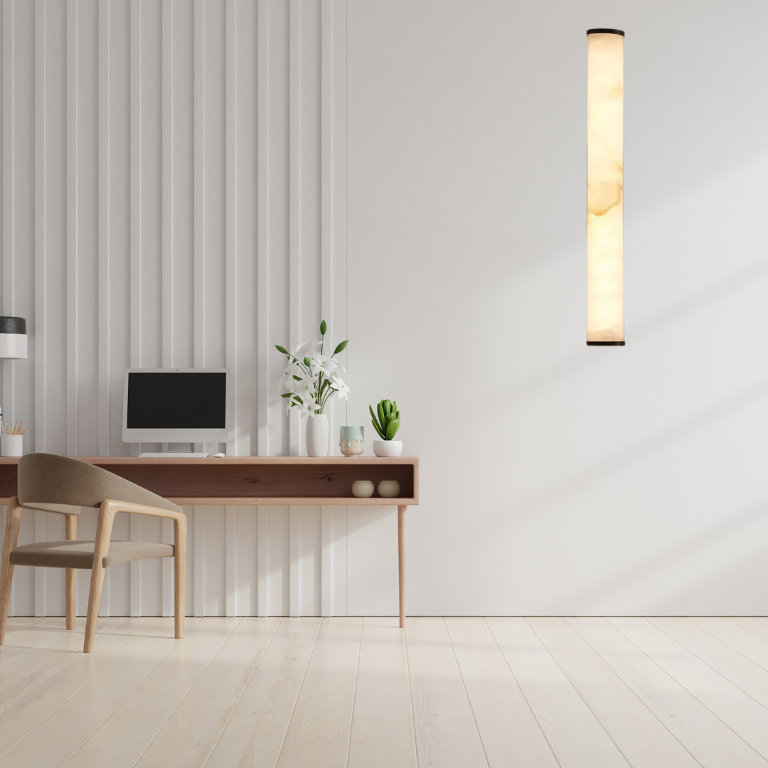 Clara Marble & Copper Vertical Sconce