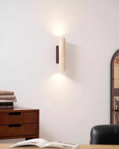 Aurélie Core Wall Lamp Wood and Travertine LED Lighting