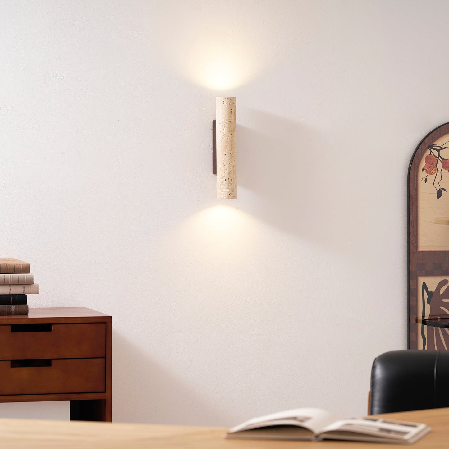 Aurélie Core Wall Lamp Wood and Travertine LED Lighting