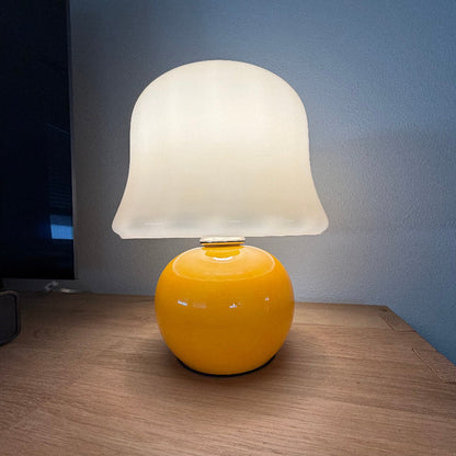 Giulia Cream Mushroom Table Lamp with Enamel Glass Shade